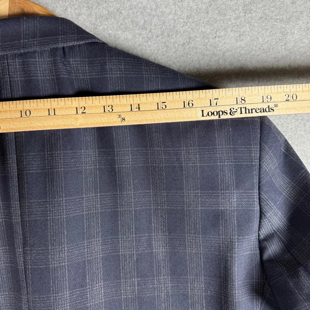 Banana Republic Suit Men 46R 36x32 Blue Plaid New Wool Blend Tailored Fit 2pc